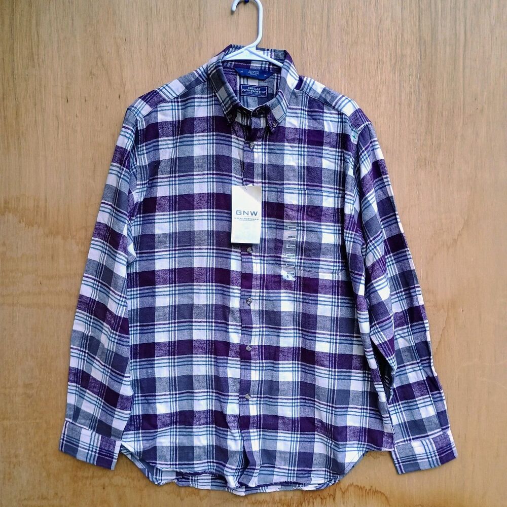 Great Northwest Men's Long Sleeve Plaid Flannel 100 Cotton M Shirt Button Down